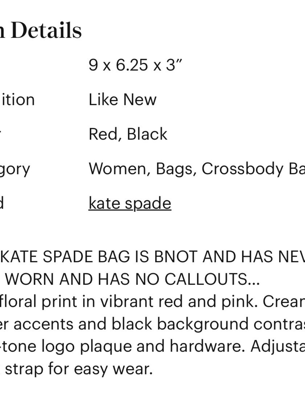 kate spade red/black by Brightwater Drive Hanna Multi Floral black crossbody bag - Picture 2 of 10